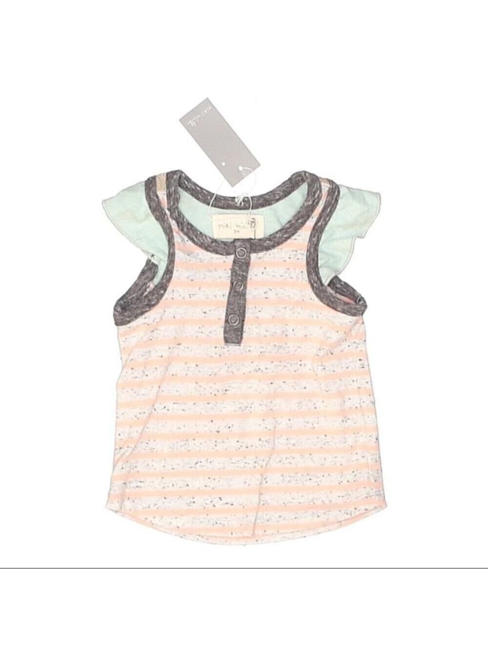 Children's Striped Pink Tank Top with Accent Trim
